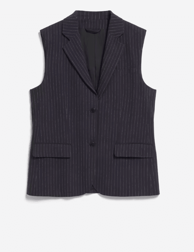 AAVEST PINSTRIPE VESTI NIGHT SKY WHITE